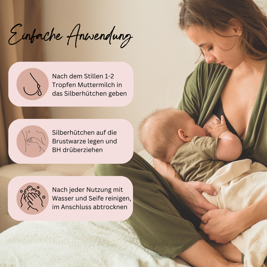Einfache Anwendung der Silberhütchen zum Stillen von Mom for Moms