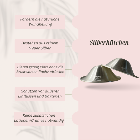 Silberhütchen von Mom for Moms unterstützen bei schmerzenden Brustwarzen und fördern die natürliche Wundheilung